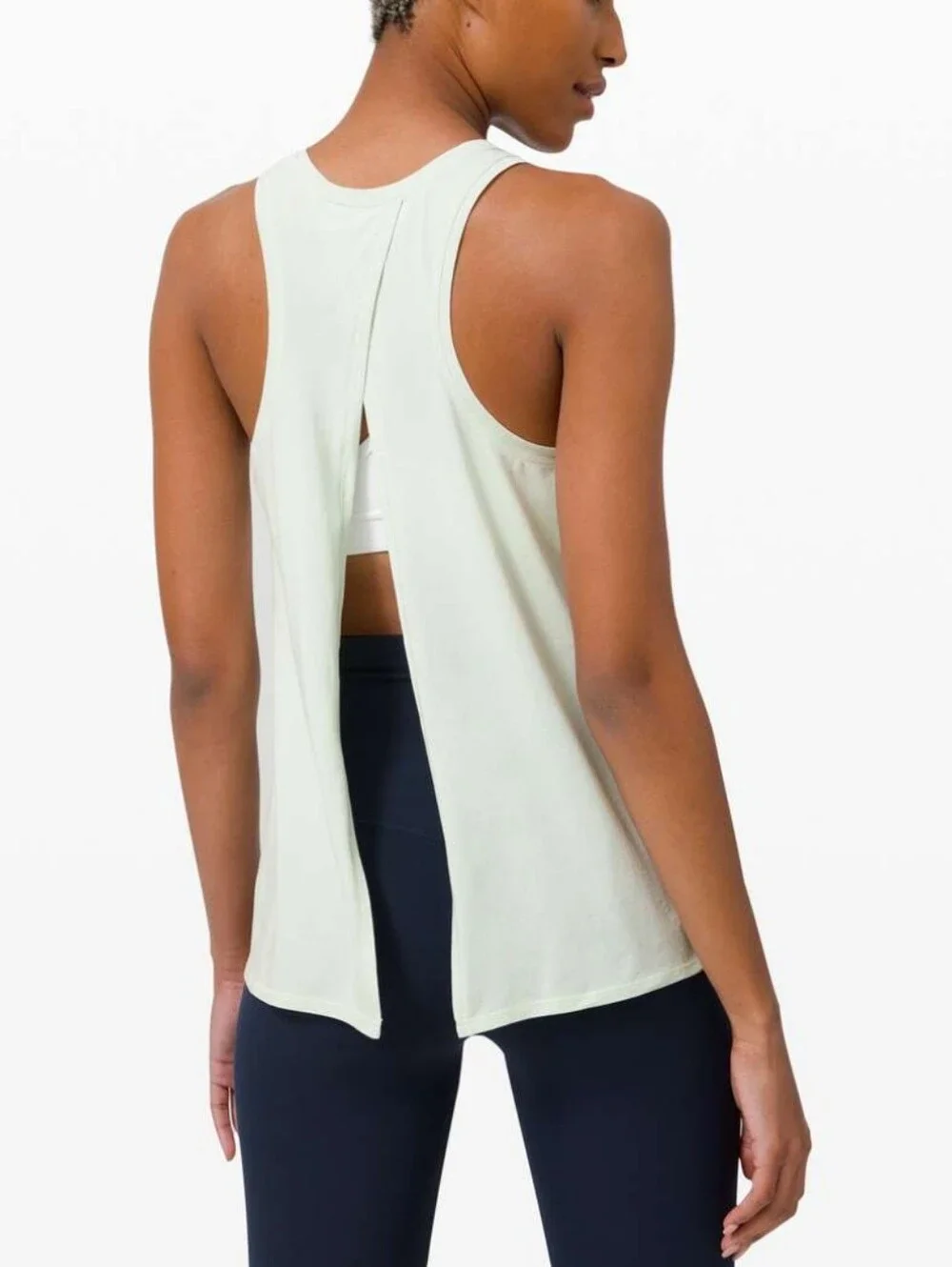 Lululemon All Tied Up Tank Top Very Light Green Spring cotton sz 8 (M).
